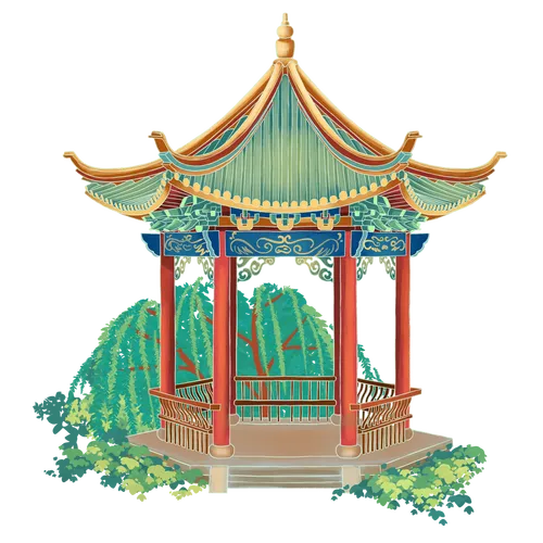 传统中式亭子园林景观文化韵味免扣PNG素材